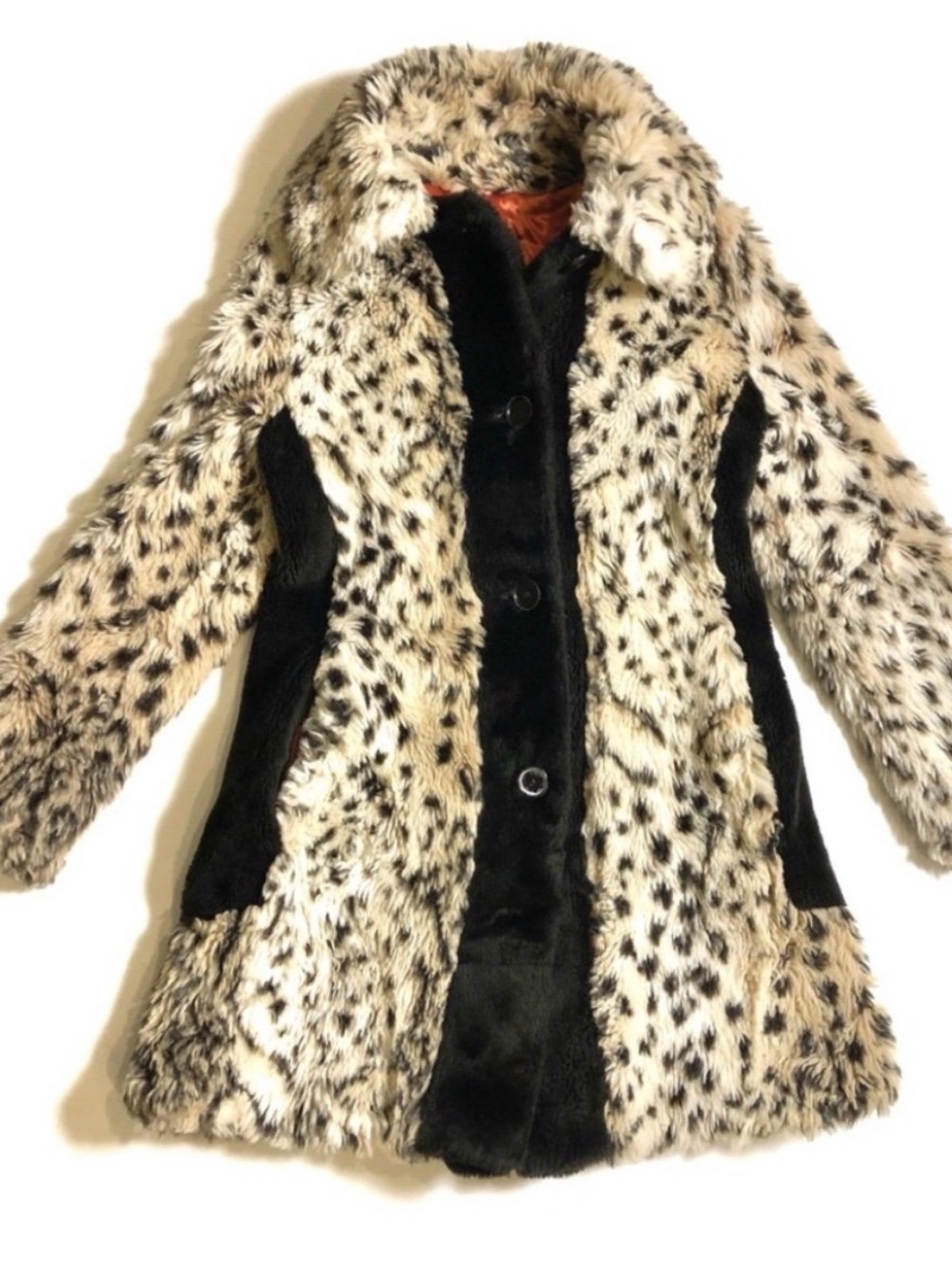 Vintage Spotted Leopard Print Faux Fur Coat